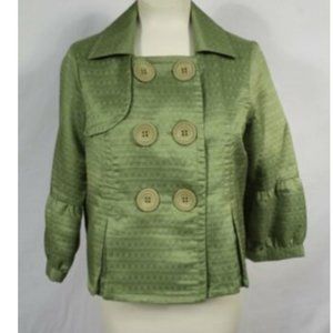 NY Collection Green Double Breasted Blazer Jkt PM